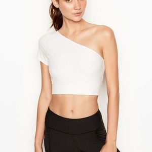 NWOT VSX Sport White One Shoulder Crop Top M